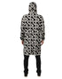 Dolce & Gabbana Black White Logo Print Hooded Coat Men Jacket